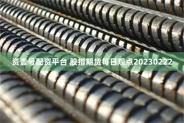 资壹号配资平台 股指期货每日观点20230222