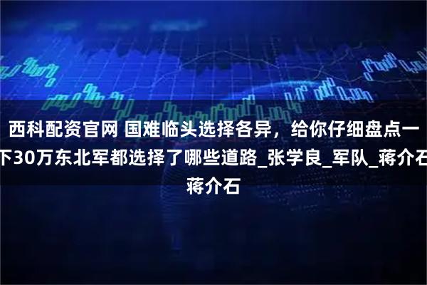 西科配资官网 国难临头选择各异，给你仔细盘点一下30万东北军都选择了哪些道路_张学良_军队_蒋介石
