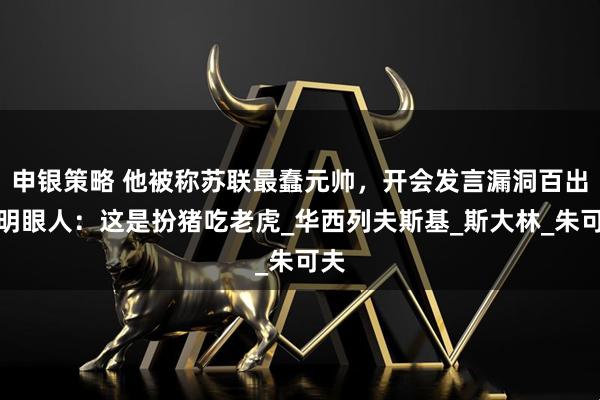 申银策略 他被称苏联最蠢元帅，开会发言漏洞百出，明眼人：这是扮猪吃老虎_华西列夫斯基_斯大林_朱可夫